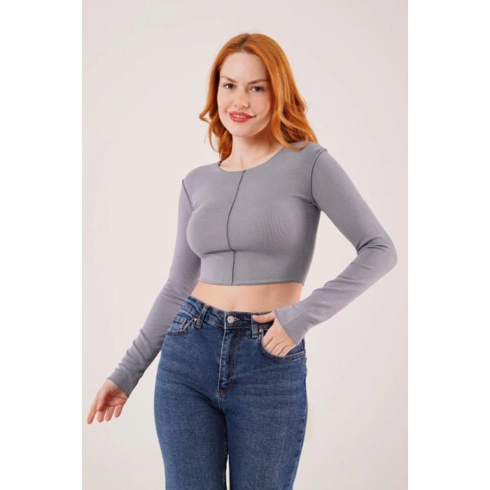 Ters Dikişli Basic Antrasit Body Bluz