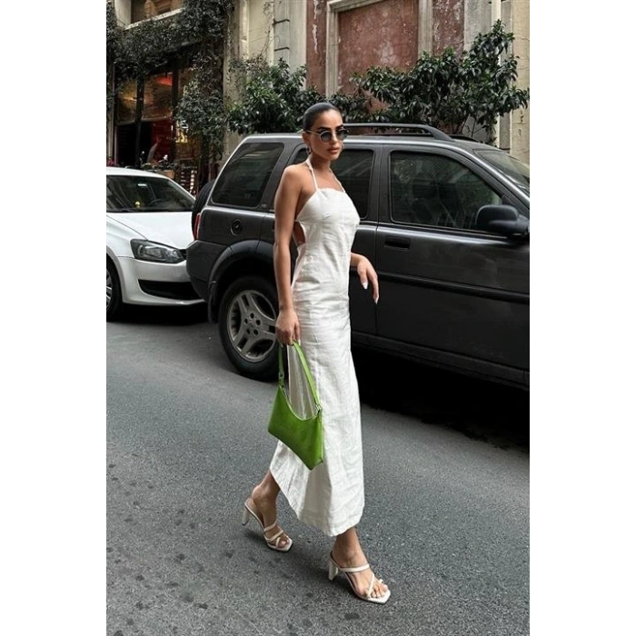 Trisha Sırt Dekolteli Keten Elbise 249620 EBİSE