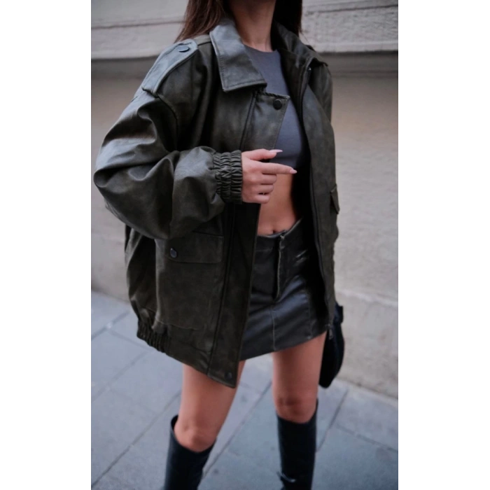 uni Deri Pilot Ceket