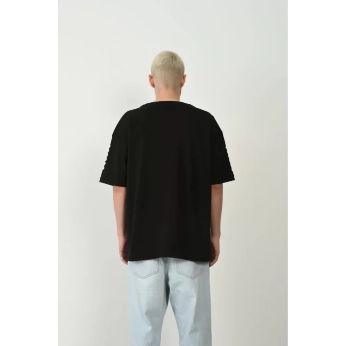 Unisex Baskılı Bisiklet Yaka Oversize Thirt  iyah