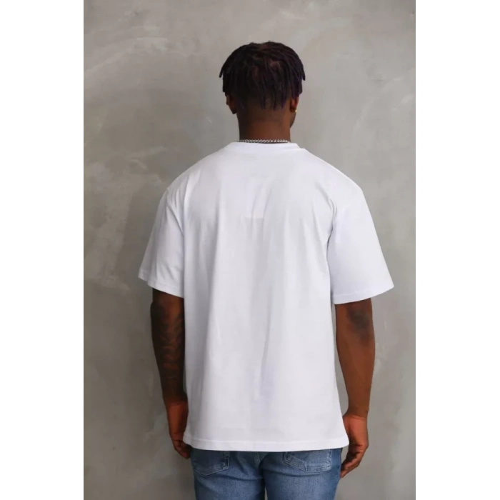 Unisex Baskılı Oversize Thirt  Beyaz