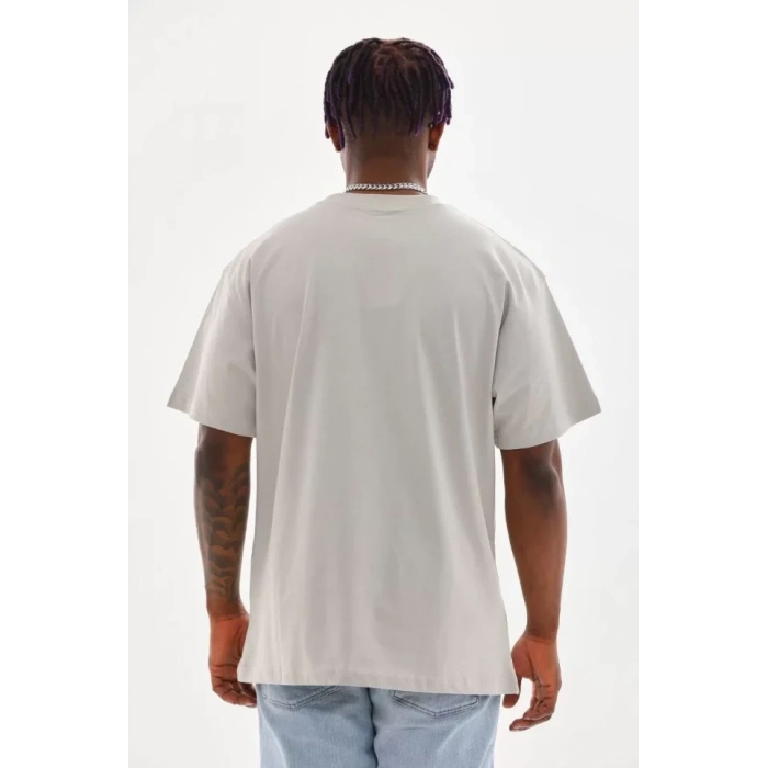 Unisex Baskılı Oversize Thirt  Gri