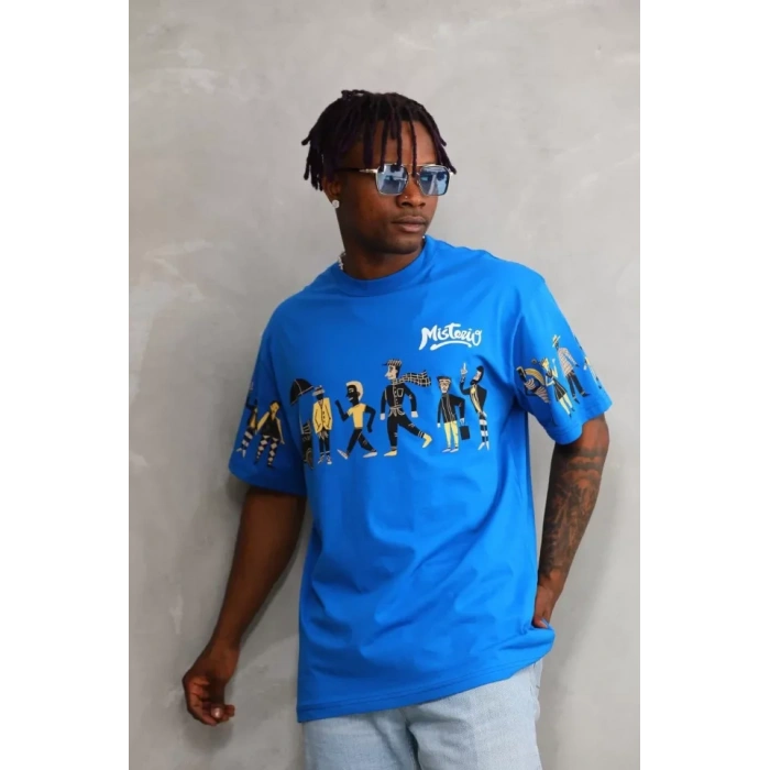 Unisex Bisiklet Yaka Baskılı Oversize Thirt  avi