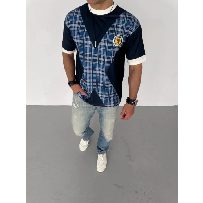 Unisex Bisiklet Yaka Baskılı Oversize Thirt  iyah