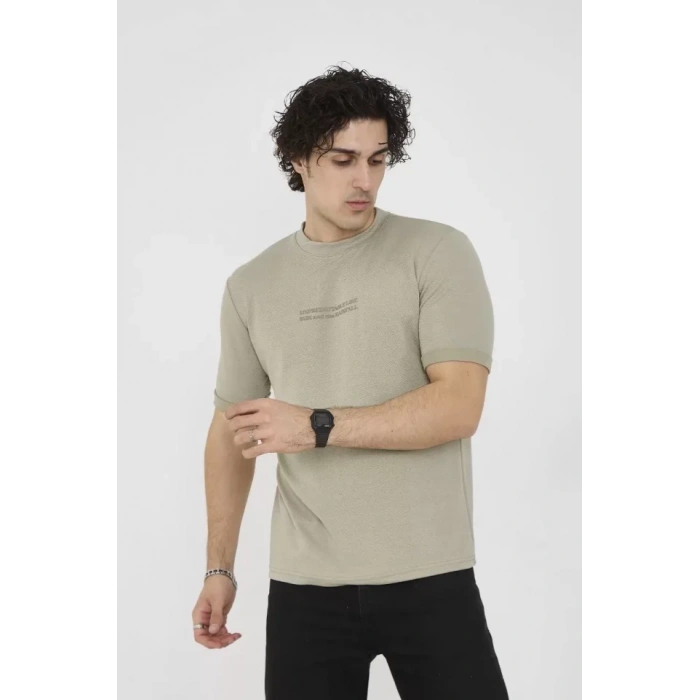 Unisex Bisiklet Yaka lim Fit Thirt Açık Yeşil