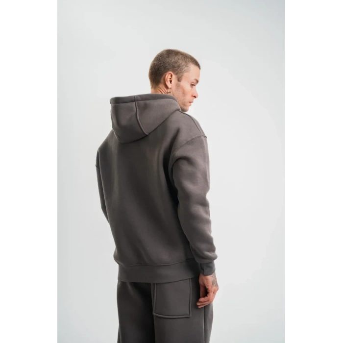 Unisex Double Oversize Kapşonlu Basic weathirt  Füme