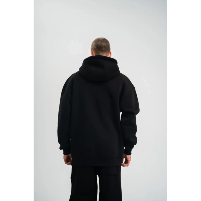 Unisex Double Oversize Kapşonlu Basic weathirt  iyah