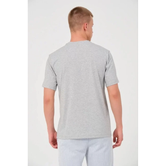 Unisex Düz Biskilet Yaka Oversize Tshirt  Gri