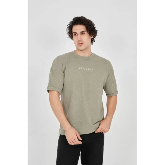 Unisex Jakar Kumaş Rahat Kol Thirt  Açık Yeşil