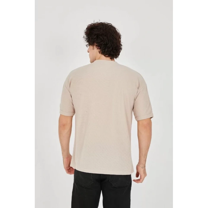 Unisex Jakar Kumaş Rahat Kol Thirt  Bej