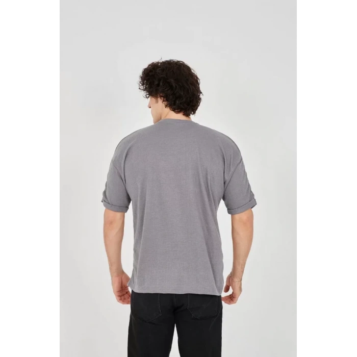 Unisex Jakar Kumaş Rahat Kol Thirt  Gri
