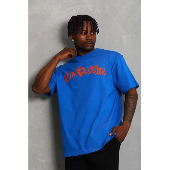 Unisex Oversize Baskılı Bisiklet Yaka Thirt  avi