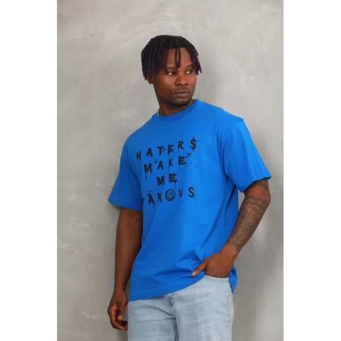 Unisex Oversize Baskılı Bisiklet Yaka Thirt  avi