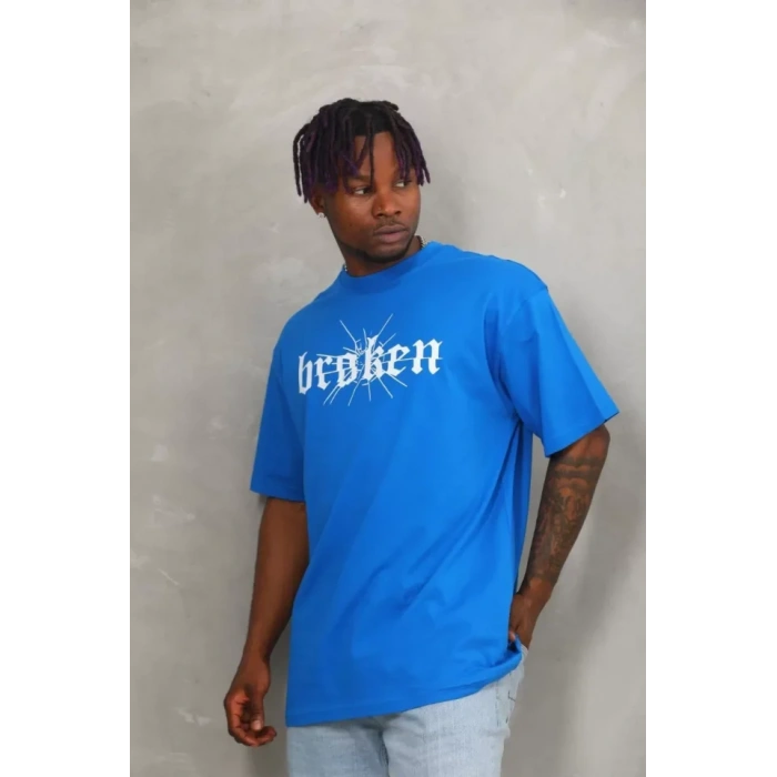 Unisex Oversize Baskılı Bisiklet Yaka Thirt  avi