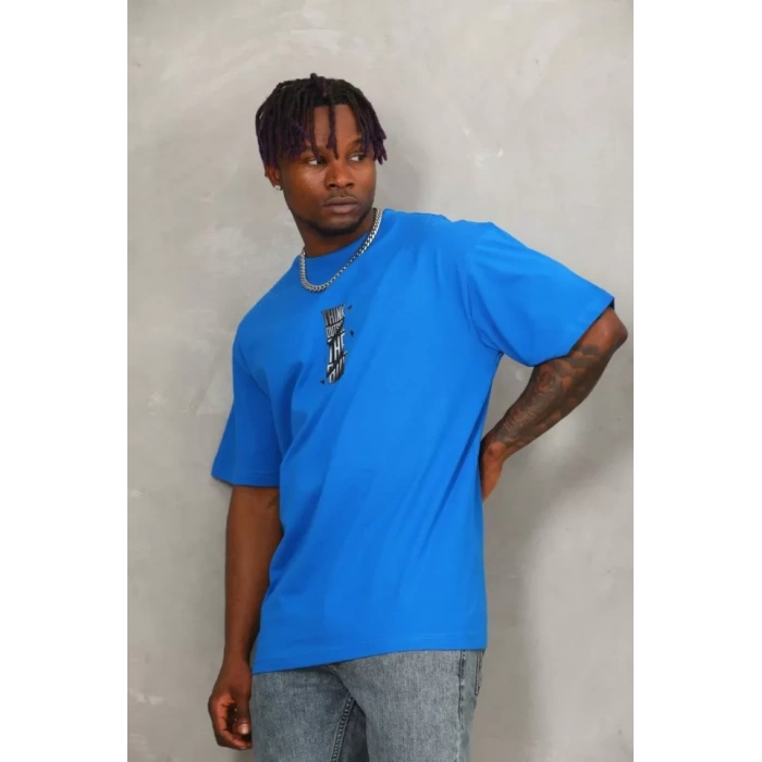 Unisex Oversize Baskılı Bisiklet Yaka Thirt  avi