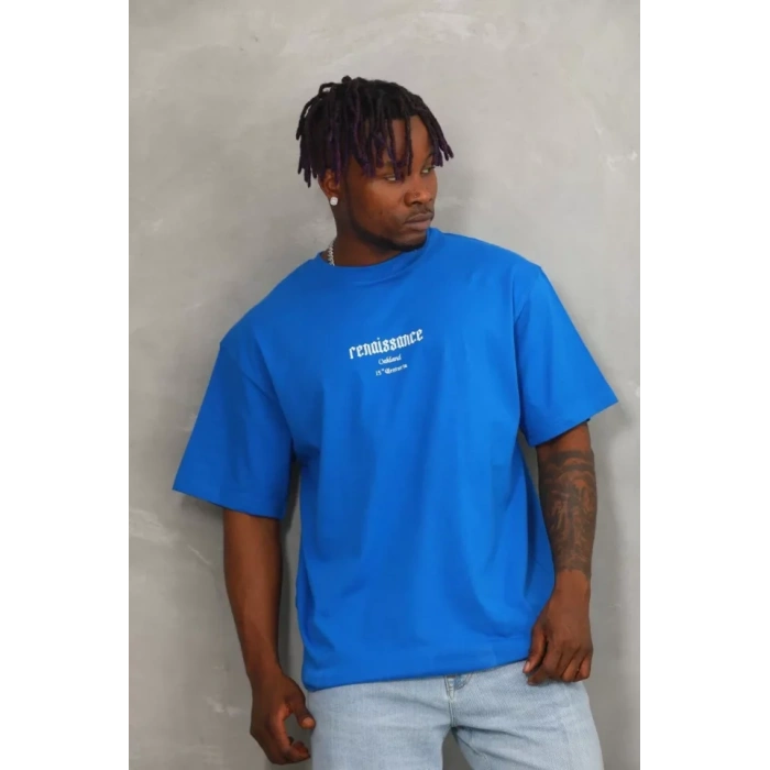 Unisex Oversize Baskılı Bisiklet Yaka Thirt  avi