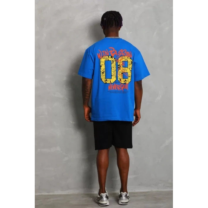 Unisex Oversize Baskılı Bisiklet Yaka Thirt  avi