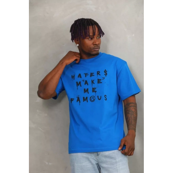 Unisex Oversize Baskılı Bisiklet Yaka Thirt  avi