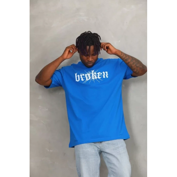 Unisex Oversize Baskılı Bisiklet Yaka Thirt  avi