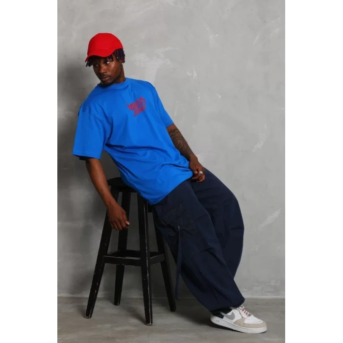 Unisex Oversize Baskılı Bisiklet Yaka Thirt  avi