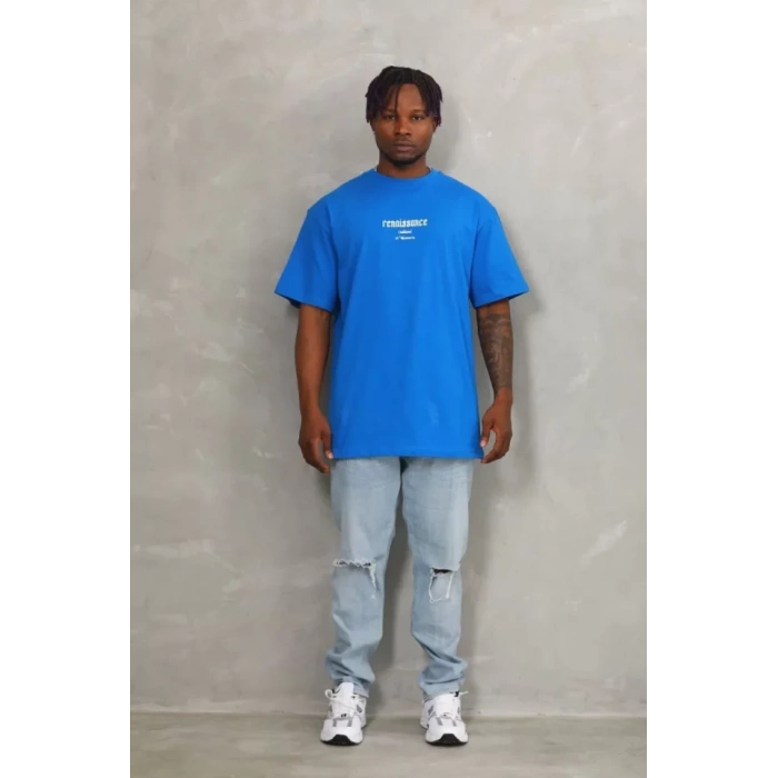 Unisex Oversize Baskılı Bisiklet Yaka Thirt  avi