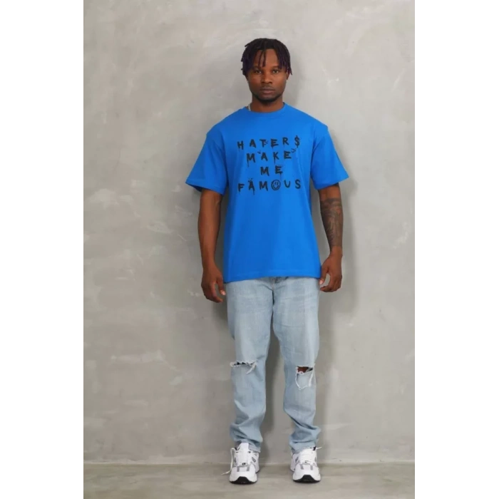 Unisex Oversize Baskılı Bisiklet Yaka Thirt  avi