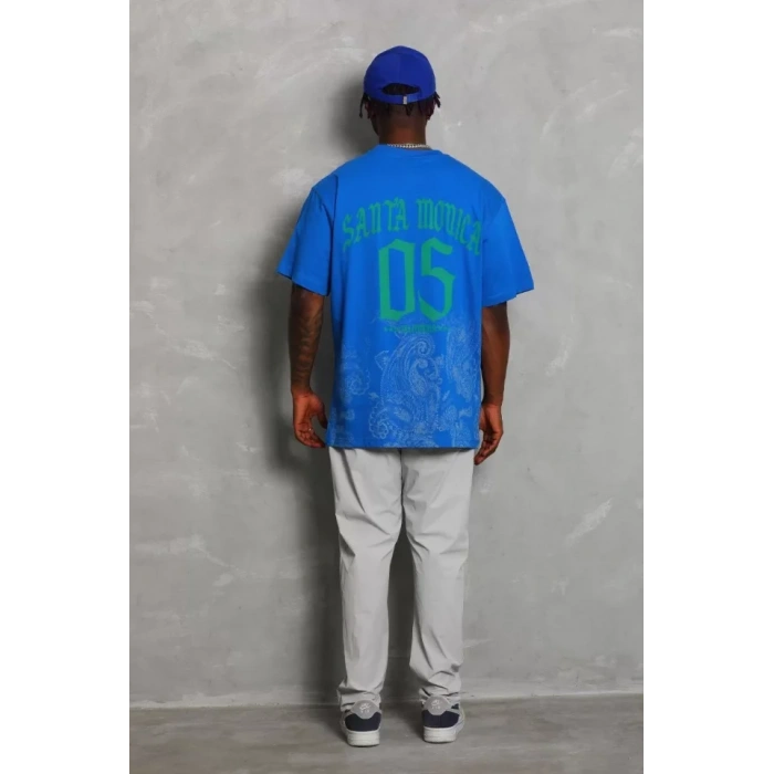 Unisex Oversize Baskılı Bisiklet Yaka Thirt  avi