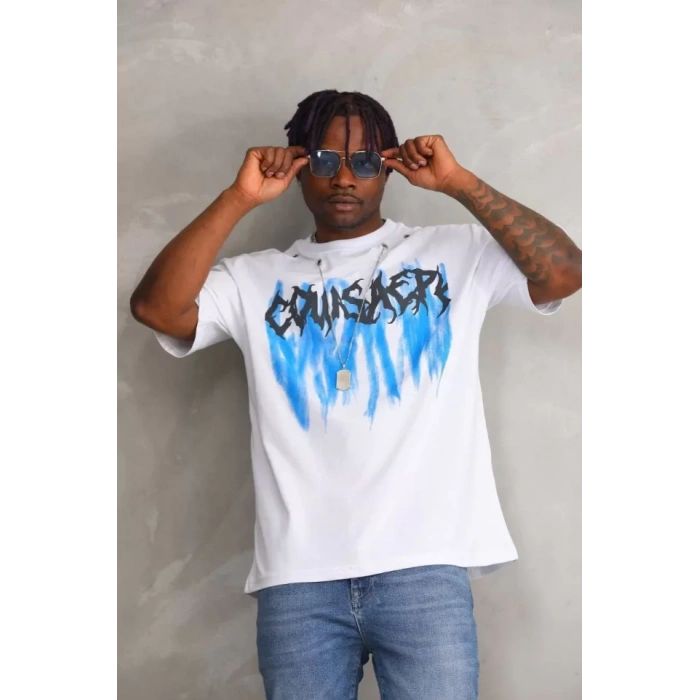 Unisex Oversize Kolye Dahil Thirt  Beyaz