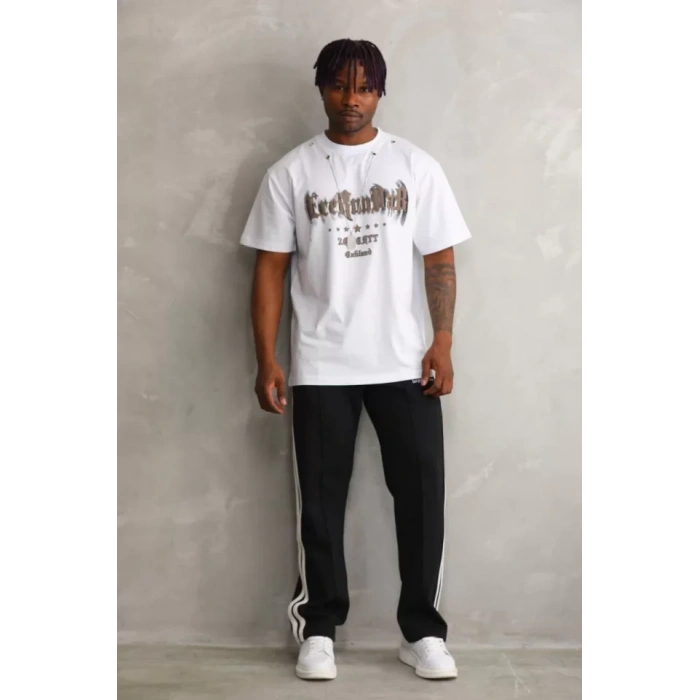 Unisex Oversize Kolye Dahil Thirt  Beyaz