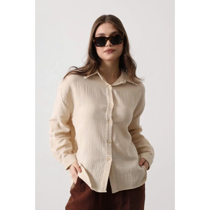 üslin Uzun Kol Gömlek  Bej