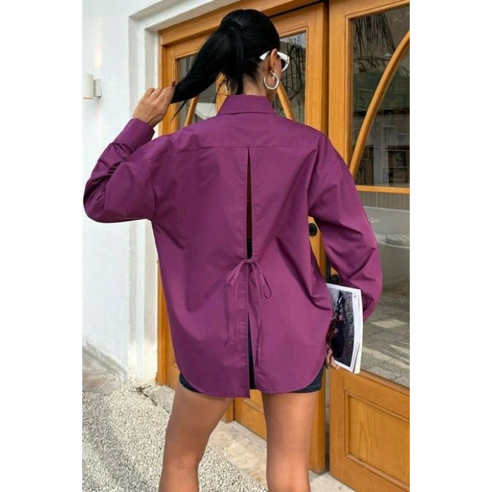 üzine Cepli Arkası Yırtmaçlı Oversize Gömlek 3420