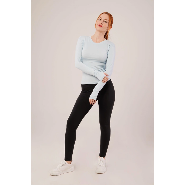 Uzun Kollu Basic Bebe Mavisi Bluz