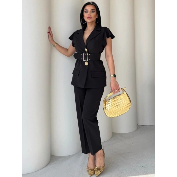 Vatkalı Yelek Pantolon İkili Takım