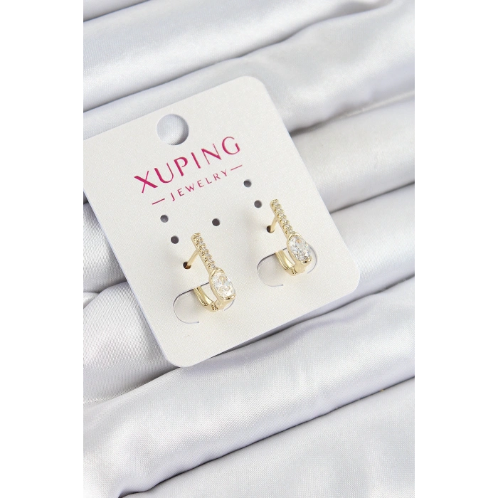 Xuping Zirkon Taşlı I Model Gold Renk Kadın Küpe