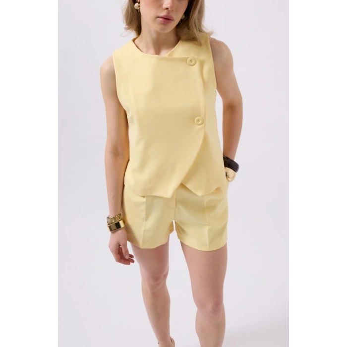 Yandan Düğmeli Dokuma Yelek