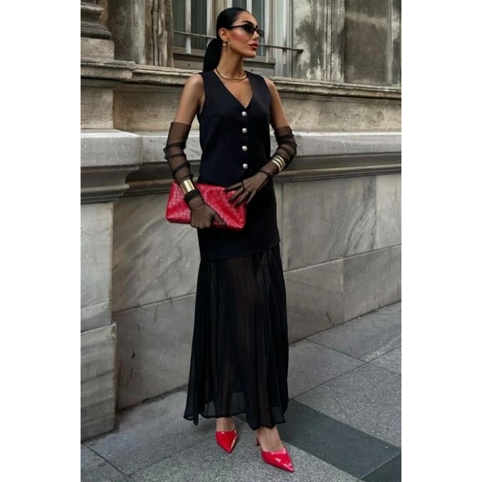 Yelek Ve Pilise Etekli Premium Takım 10096