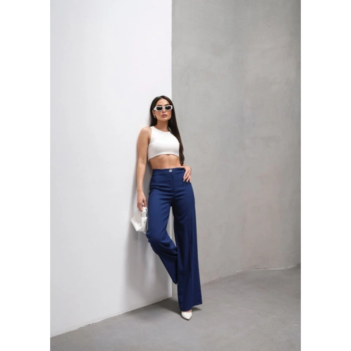 Yüksek Bel Straight Fit Palazzo Pantolon