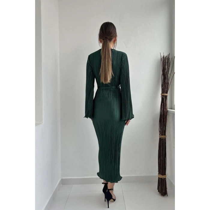 Zümrüt İspanyol Kol Piliseli Elbise