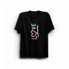 14 Şubat evgililer Günü ove Baskılı Oversize Bisiklet Yaka Tshirt  iyah