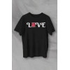 14 Şubat evgililer Günü ove Baskılı Oversize Bisiklet Yaka Tshirt  iyah