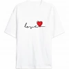 14 Şubat Tişört evgililer Günü İçin Özel Tasarım ove Baskılı Tshirt  Beyaz