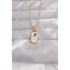 316L Çelik Gold Renk Beyaz Mineli Tarot Kolye