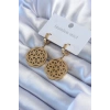 316L Çelik Gold Renk Lotus Model Kadın Küpe