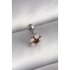 316L Çelik Gümüş Renk Zirkon Taşlı Çiçek Tragus Piercing