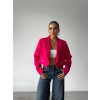 ARKAI İNCİ DÜĞME DETAYLI CROP CEKET  Fuşya