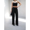 Arkasi Lasti̇kli̇ Pi̇leli̇ Dökümlü Wide Leg Pantolon