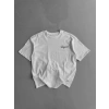 Baskılı Oversize Bisiklet Yaka Tshirt  Beyaz