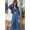 Denim Gömlek Plazzo Pantolon Takım 1016308
