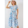 Desenli Kısa Kol Elbise 2558  Mavi