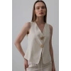 Düğme Detaylı Yelek  Krem